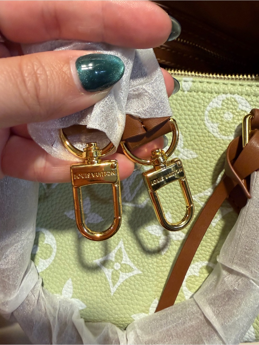 Pale Green & White Monogram 25 Satchel - Picture 10 of 12